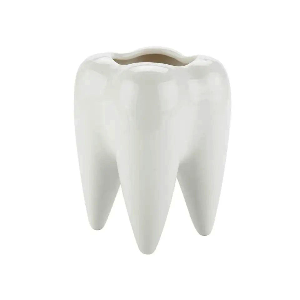 Manufacturer: Nordic ins wind succulent potted pure white ceramic pen holder home ornament tooth-shaped cross-border flower pot