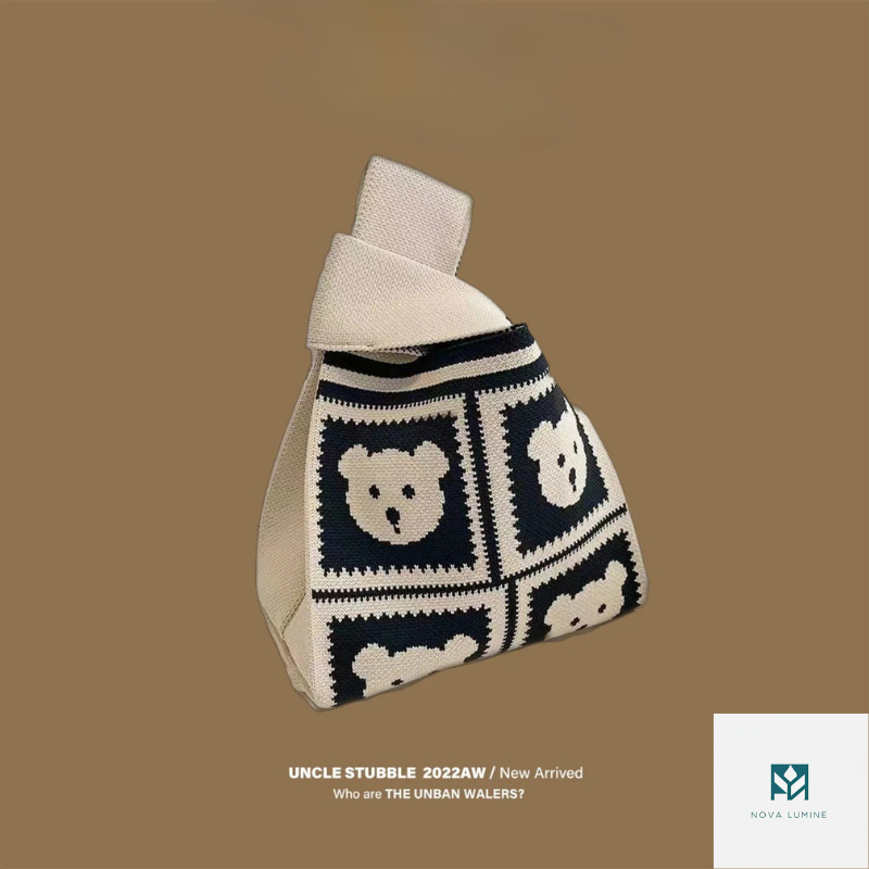 2024 ins Internet celebrity hot knitted bag, bucket bag, handbag, women's bag, handbag, woven bag, tote bag